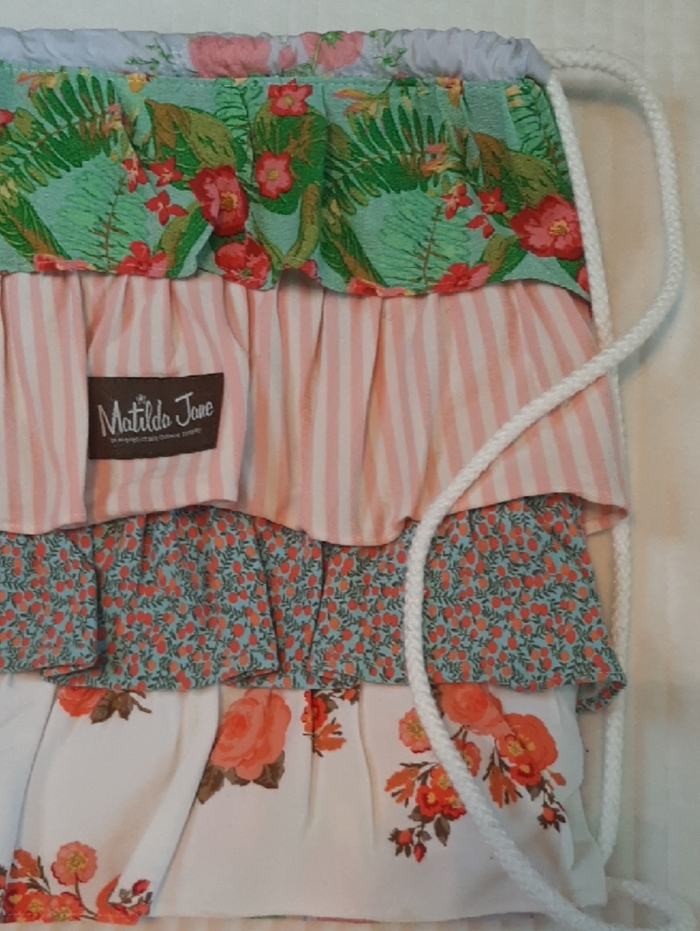 Matilda Jane Multi Tiered Ruffle Backpack Drawstring Closure - Picture 4 of 8